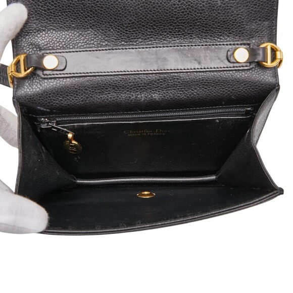 Dior logo shoulder bag black leather - Picture 8 of 9
